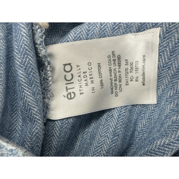 Etica Adeya Pinstripe Denim Light Wash Blue Utility Romper Belted | Tagged Sz: S - Picture 11 of 11